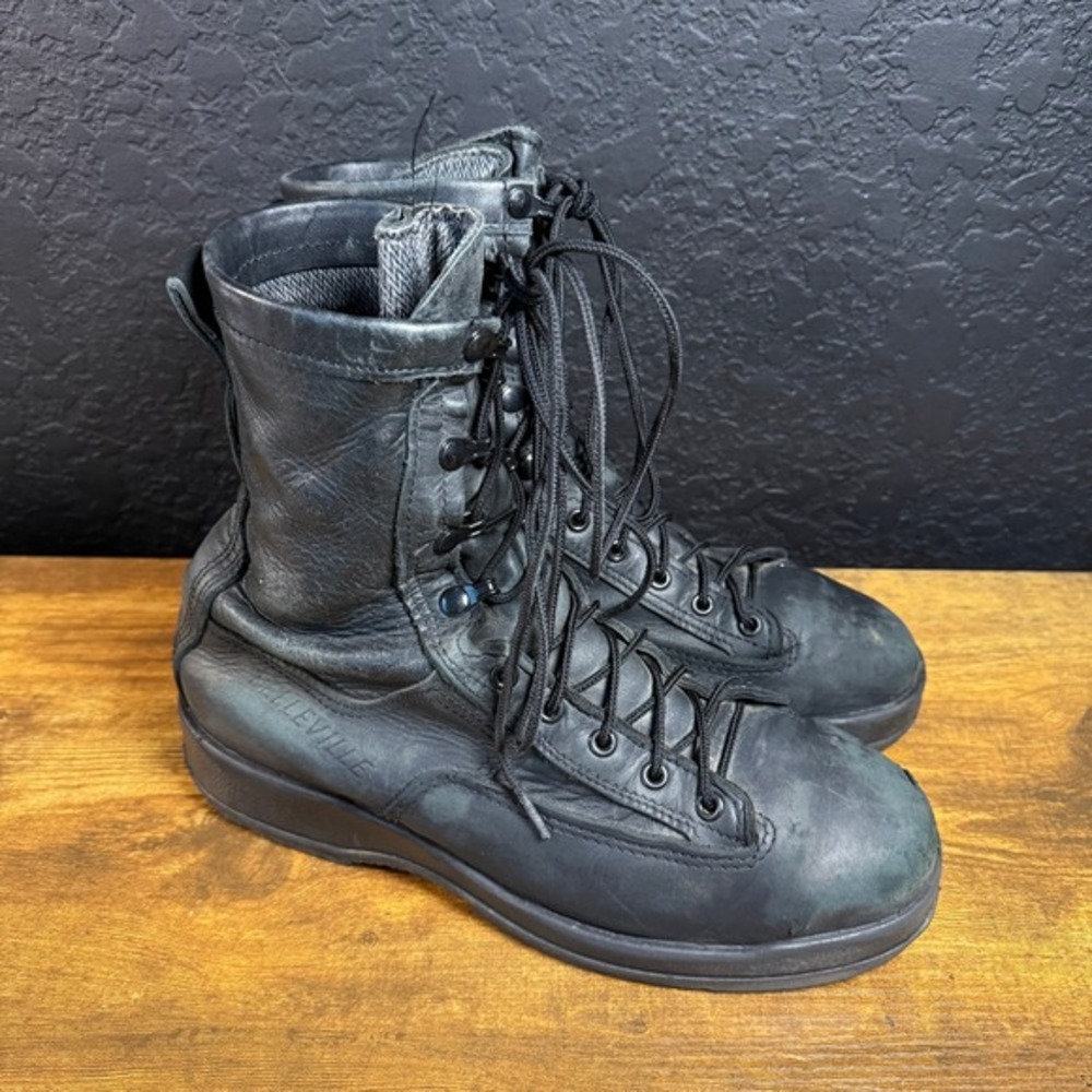 Belleville 800 ST Steel Toe Black Leather Military Navy Boots Mens 9.0 W‎